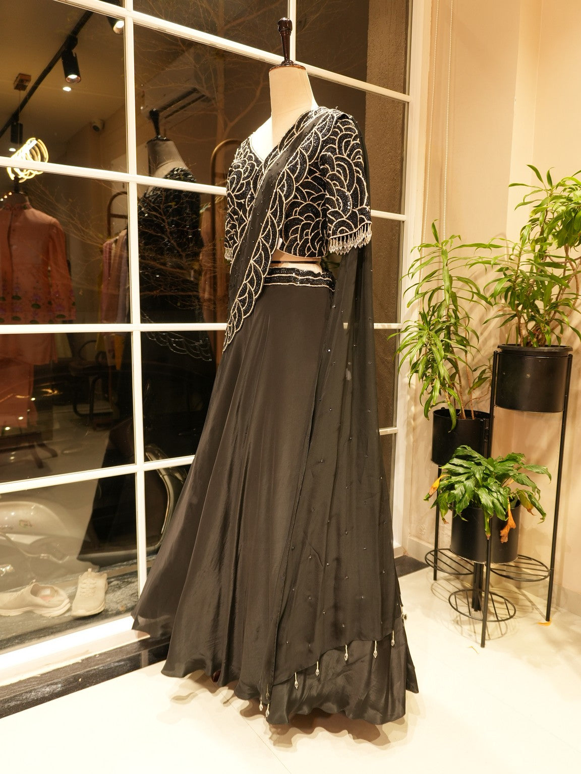 Mid night black lehenhga set