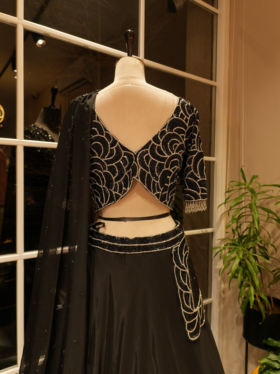 Mid night black lehenhga set
