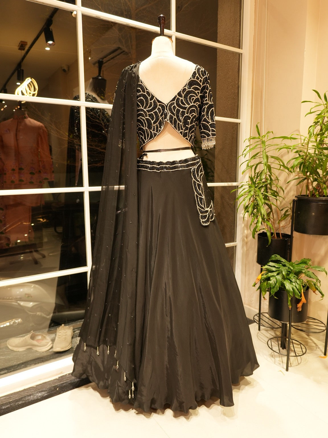 Mid night black lehenhga set
