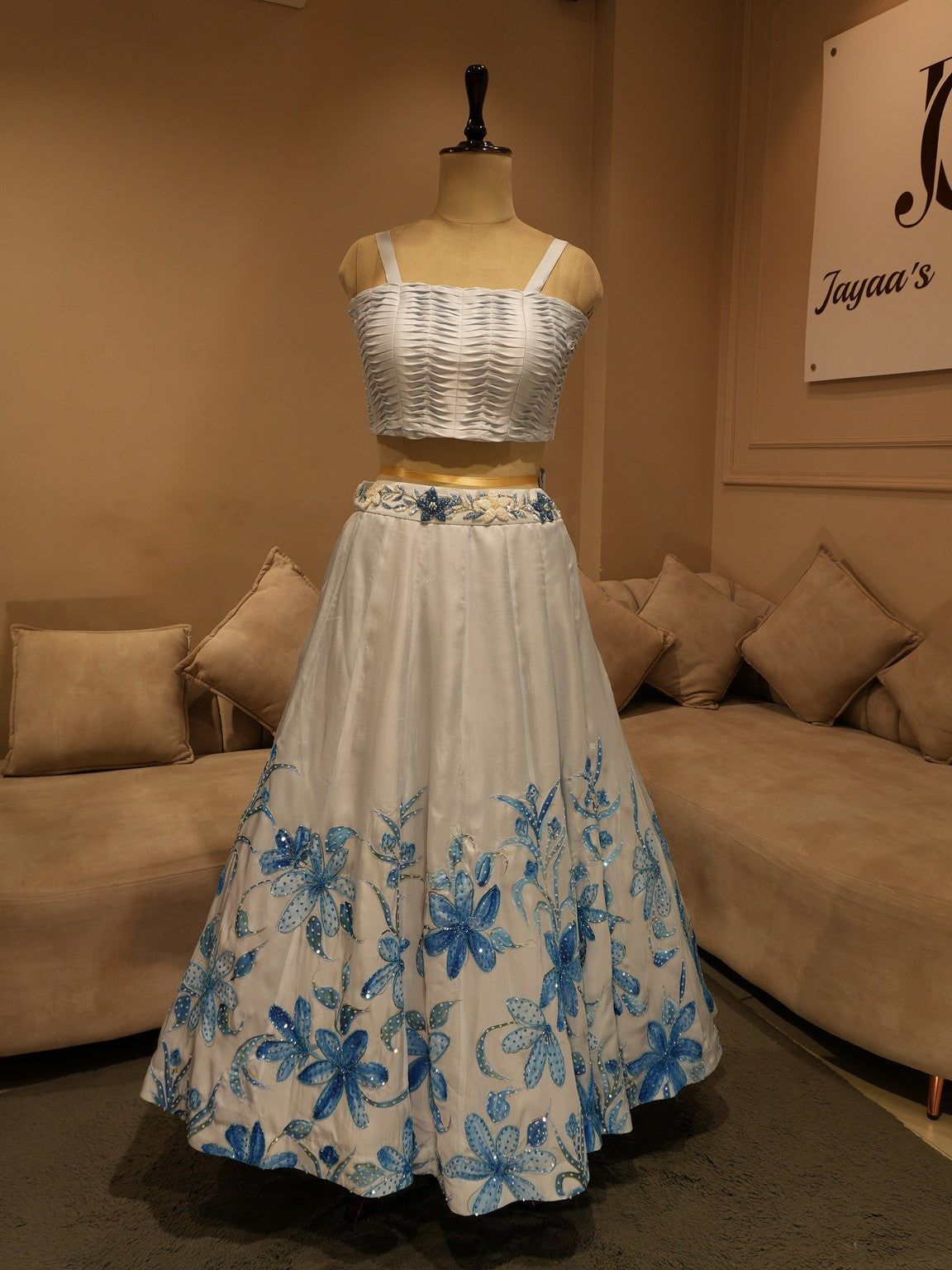 Powder blue crop top skirt