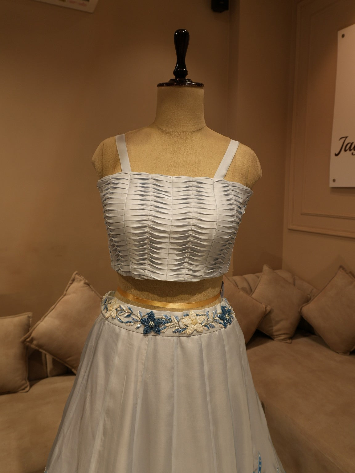 Powder blue crop top skirt