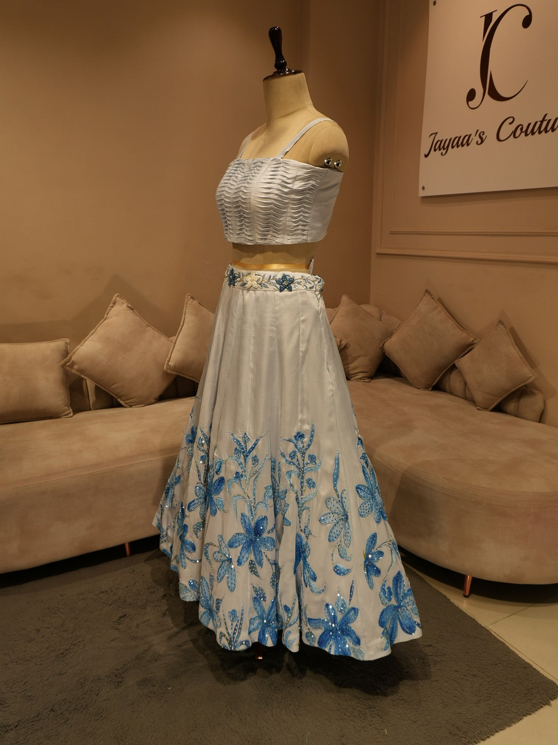 Powder blue crop top skirt