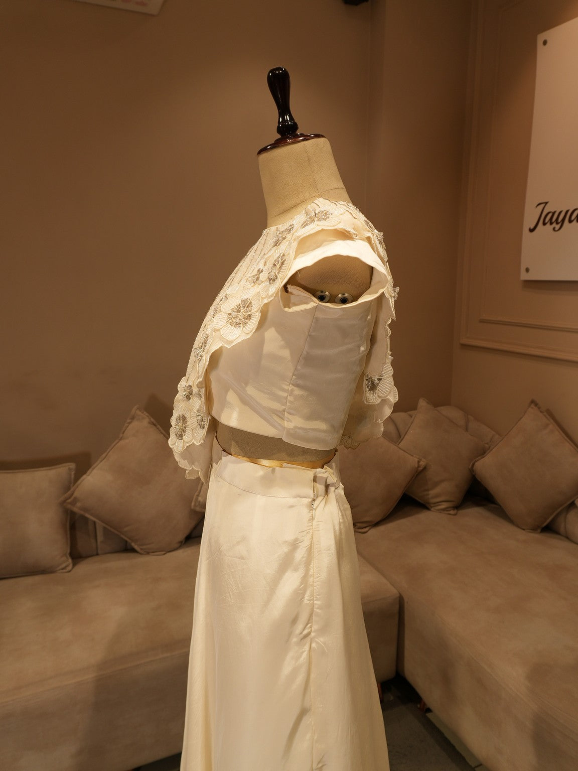 Pearl white cape top with skirt