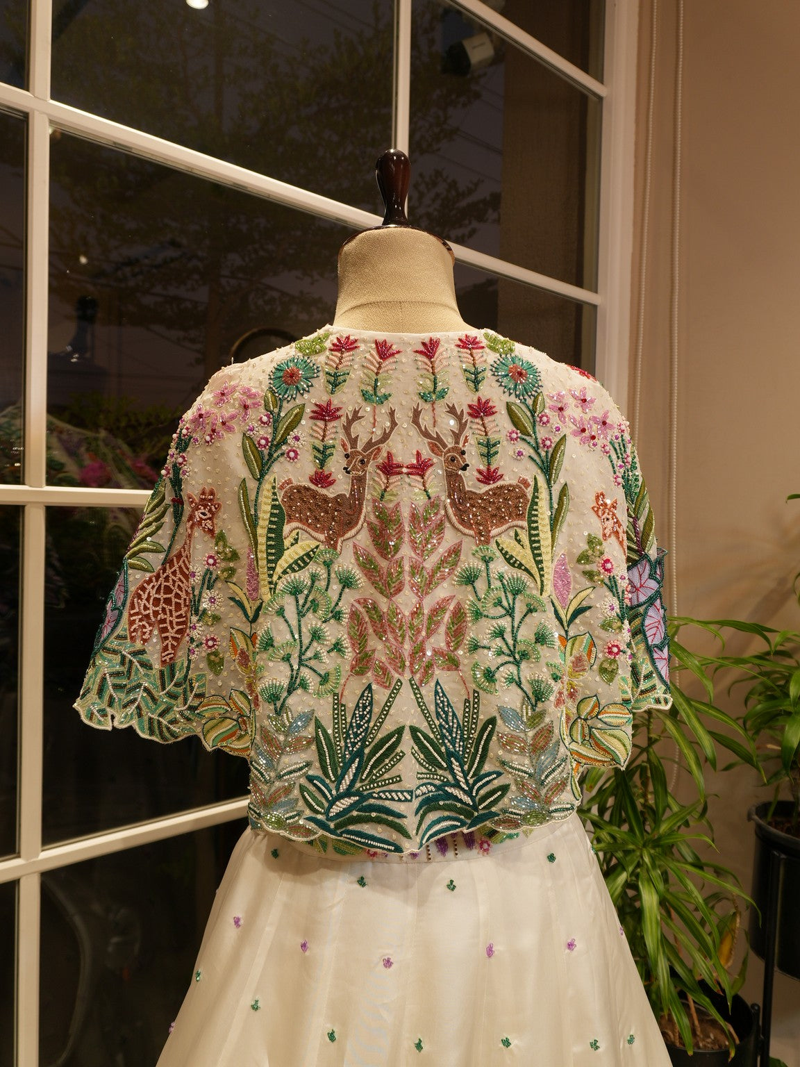 White tropical cape top with skirt