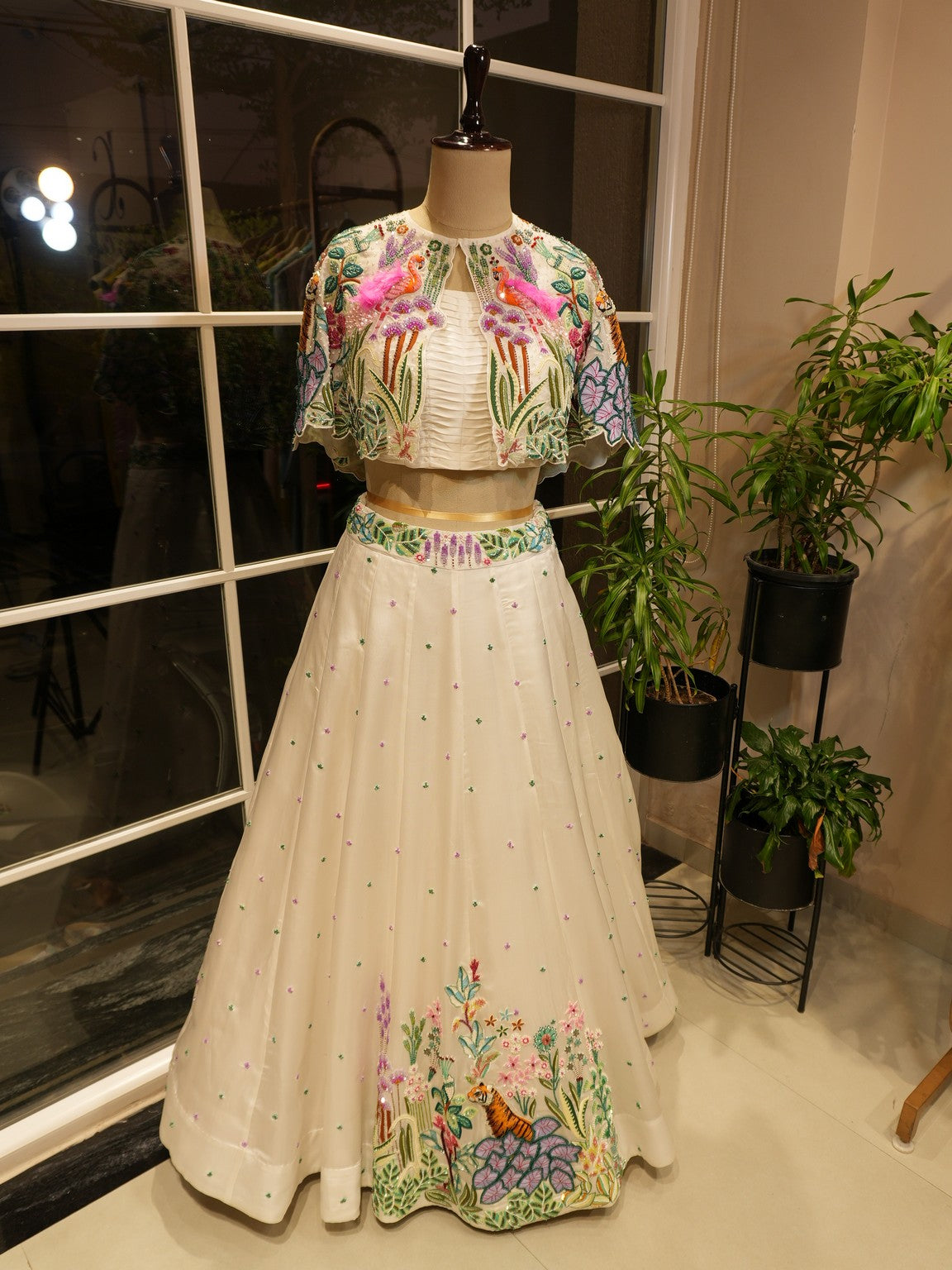 White tropical cape top with skirt