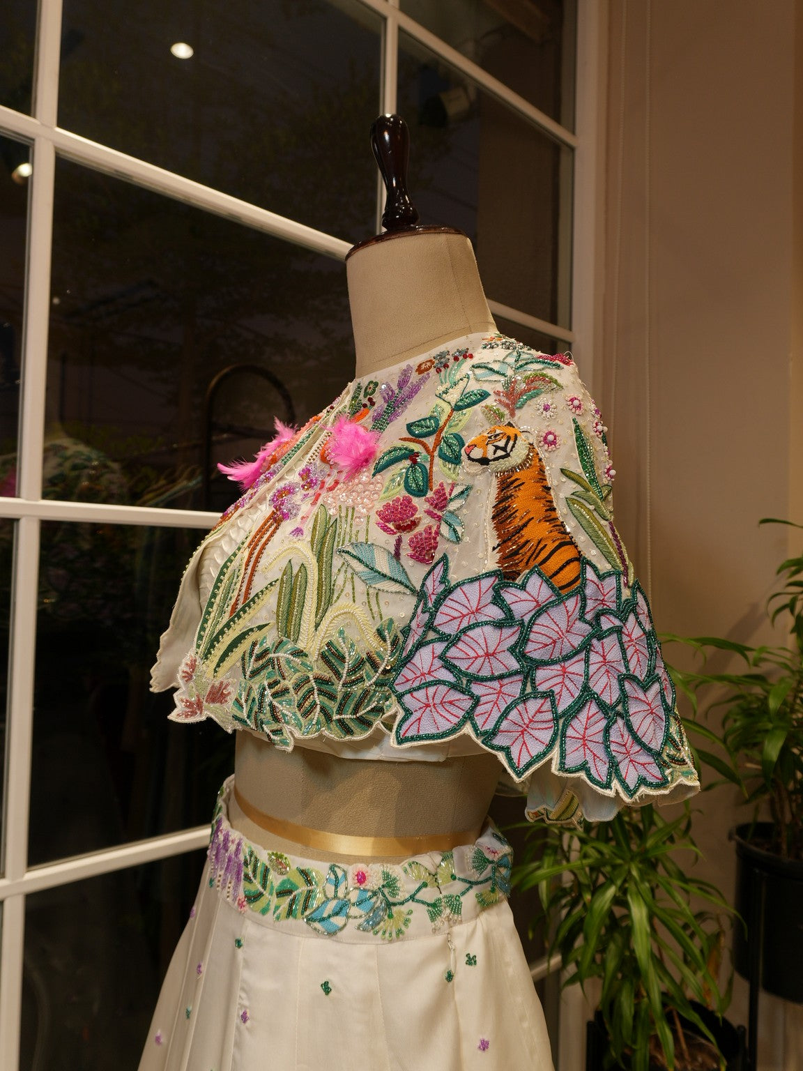 White tropical cape top with skirt