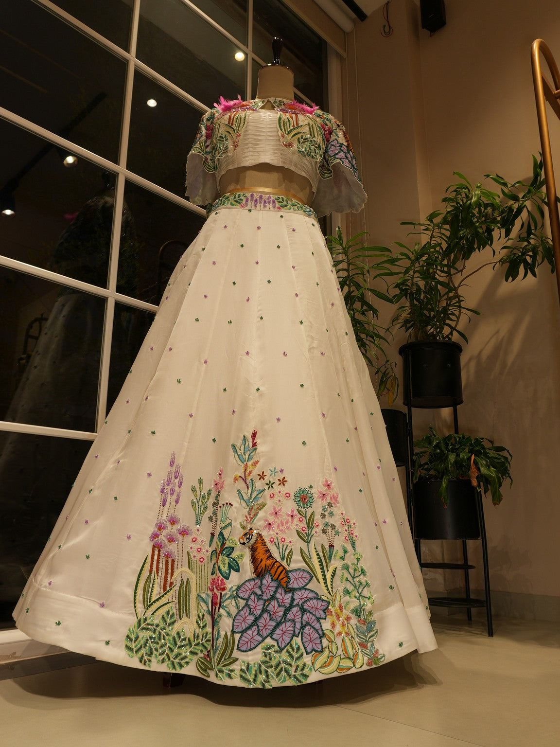 White tropical cape top with skirt