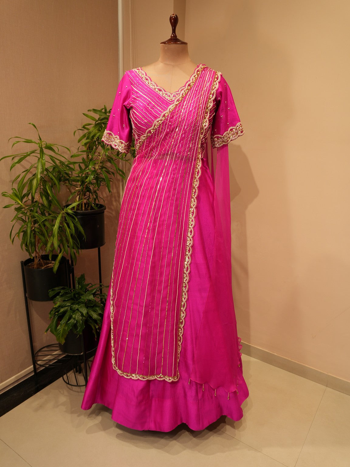 Fuscia pink lehenga set