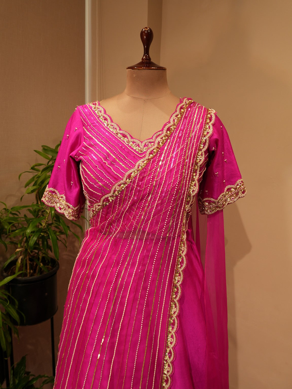 Fuscia pink lehenga set