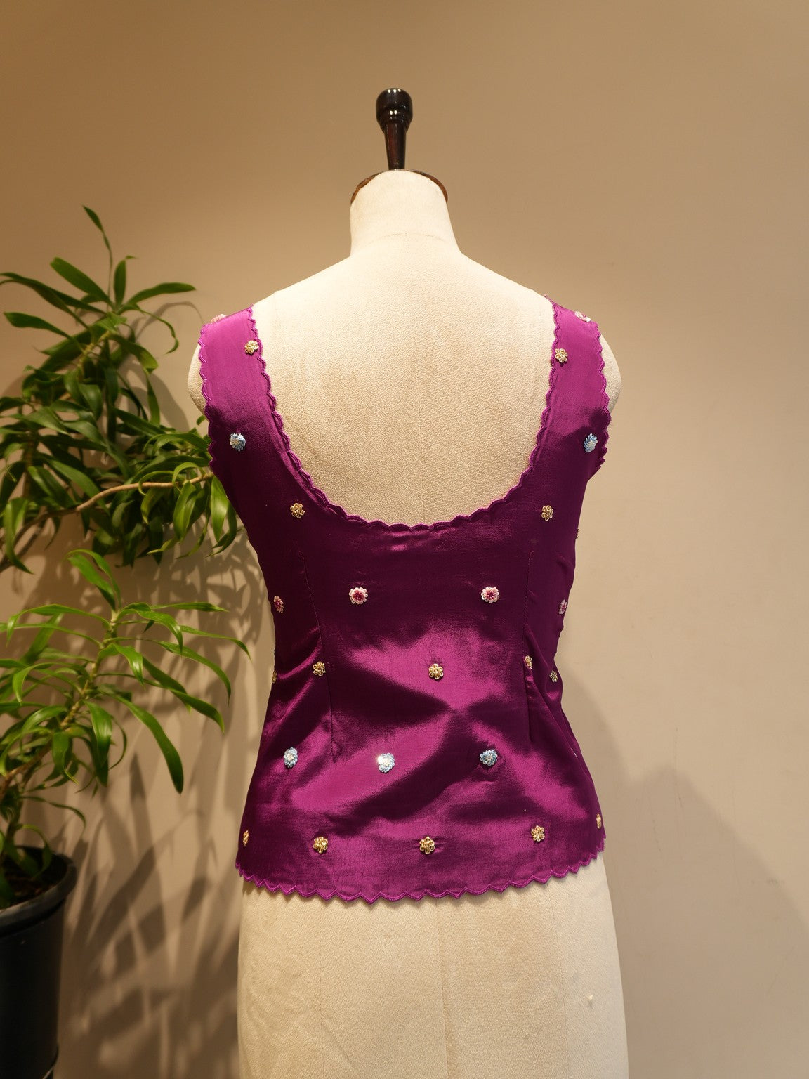 Wine peplum top with plazo