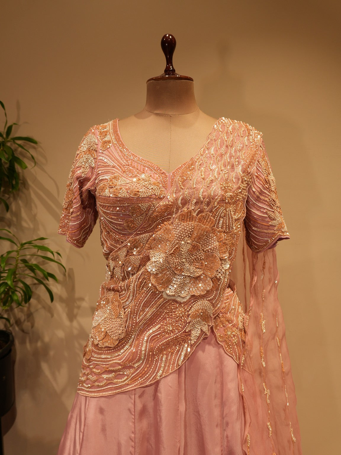 Onion pink 3d lehenga set