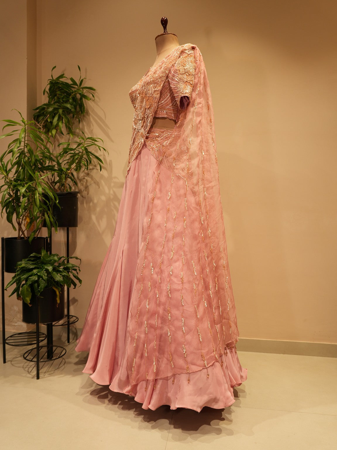 Onion pink 3d lehenga set