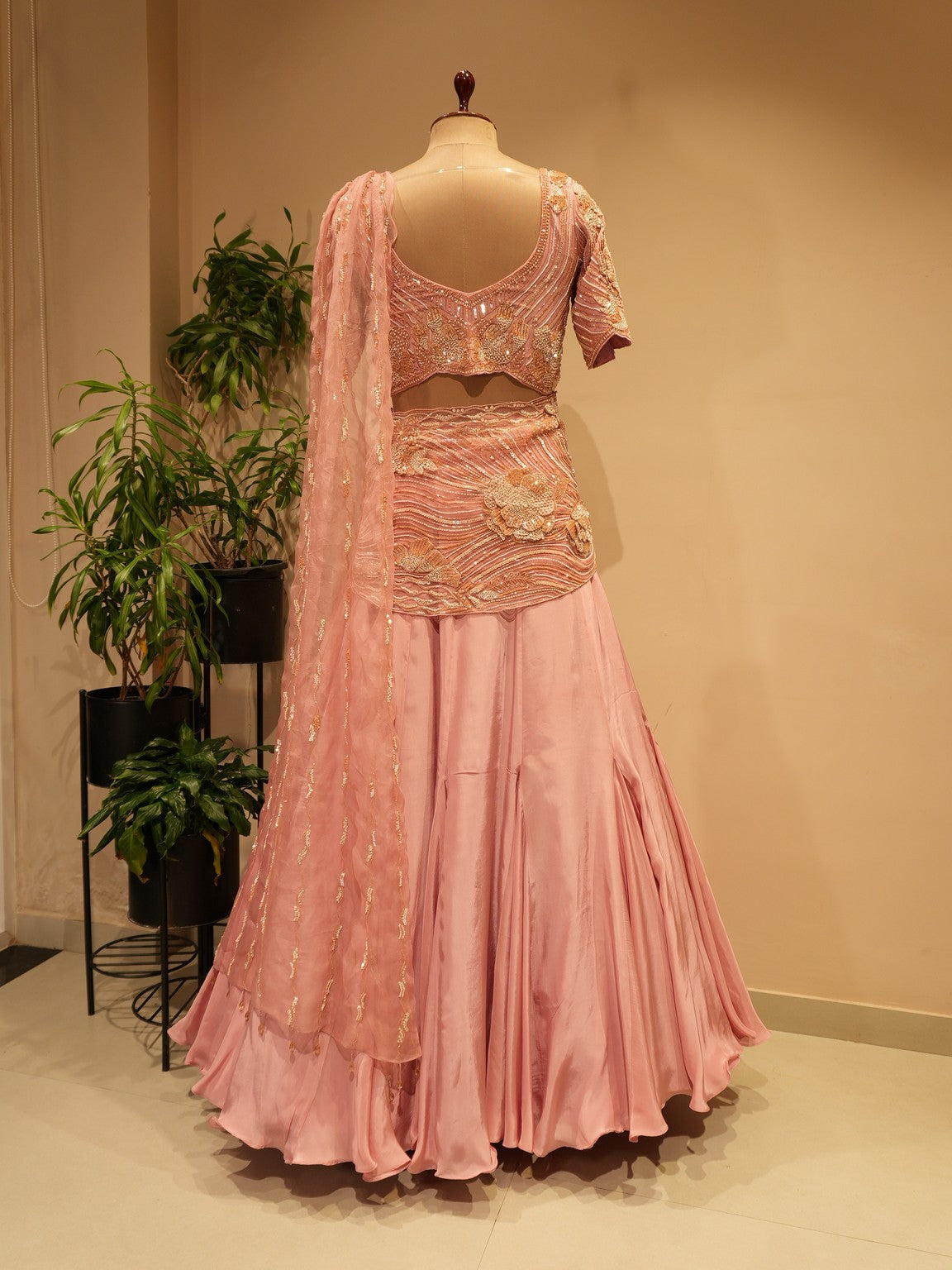 Onion pink 3d lehenga set