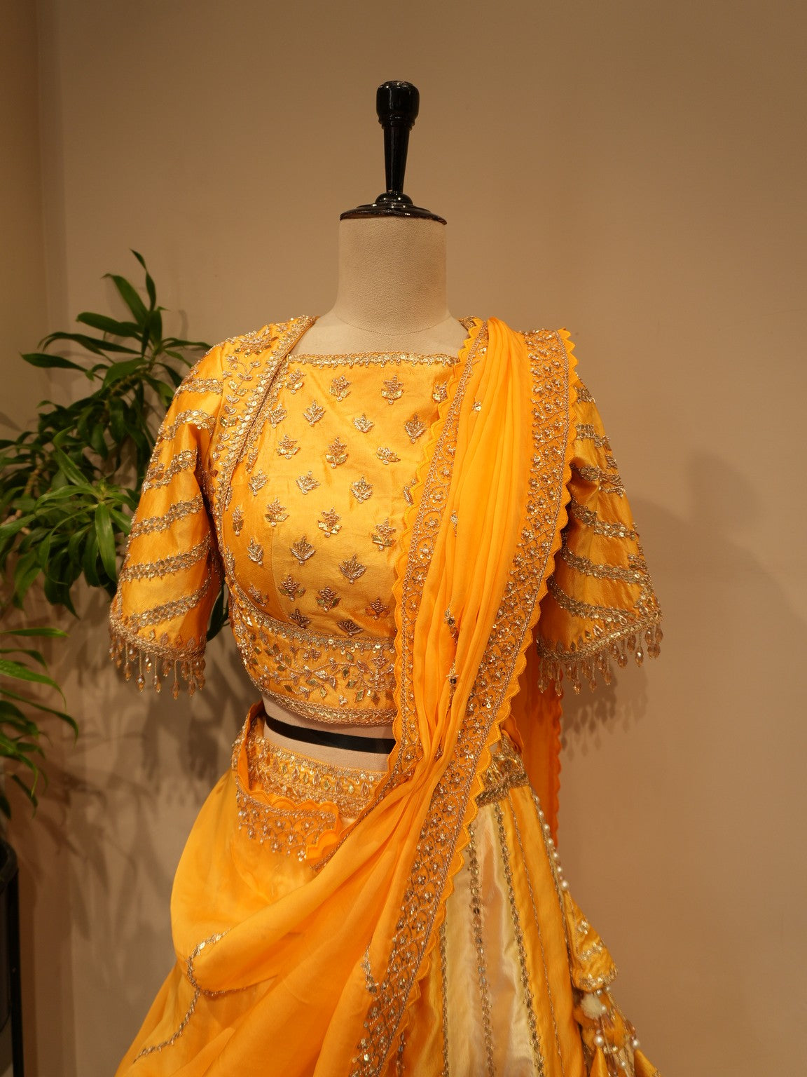 Burnt orange shaded embroidered lehenga set