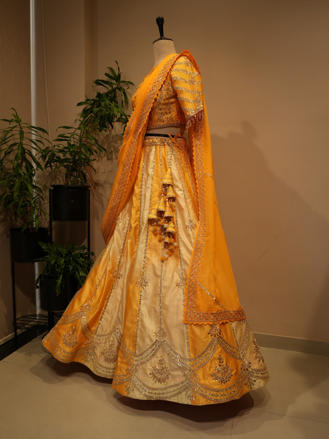 Burnt orange shaded embroidered lehenga set