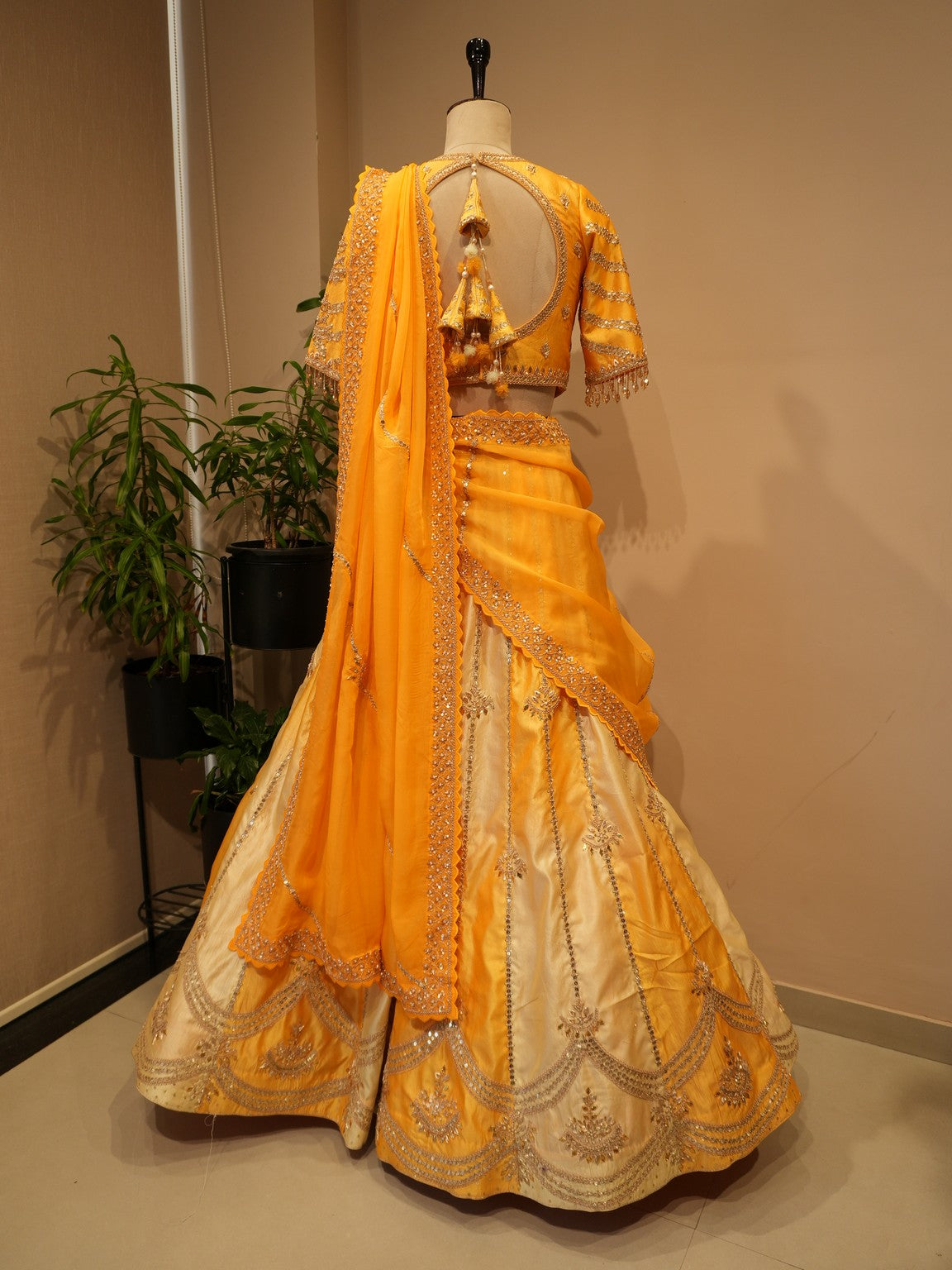 Burnt orange shaded embroidered lehenga set