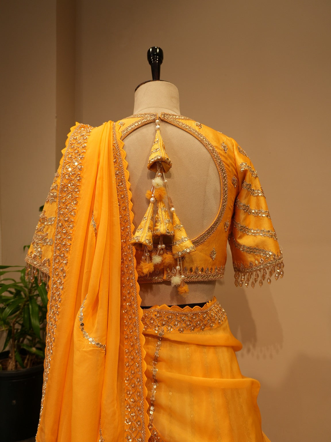 Burnt orange shaded embroidered lehenga set