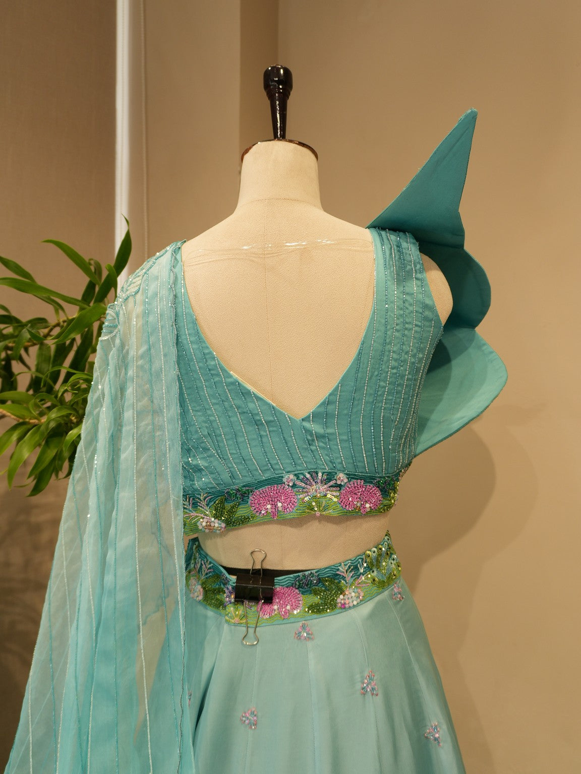 Sea green shaded aqua lehenga set