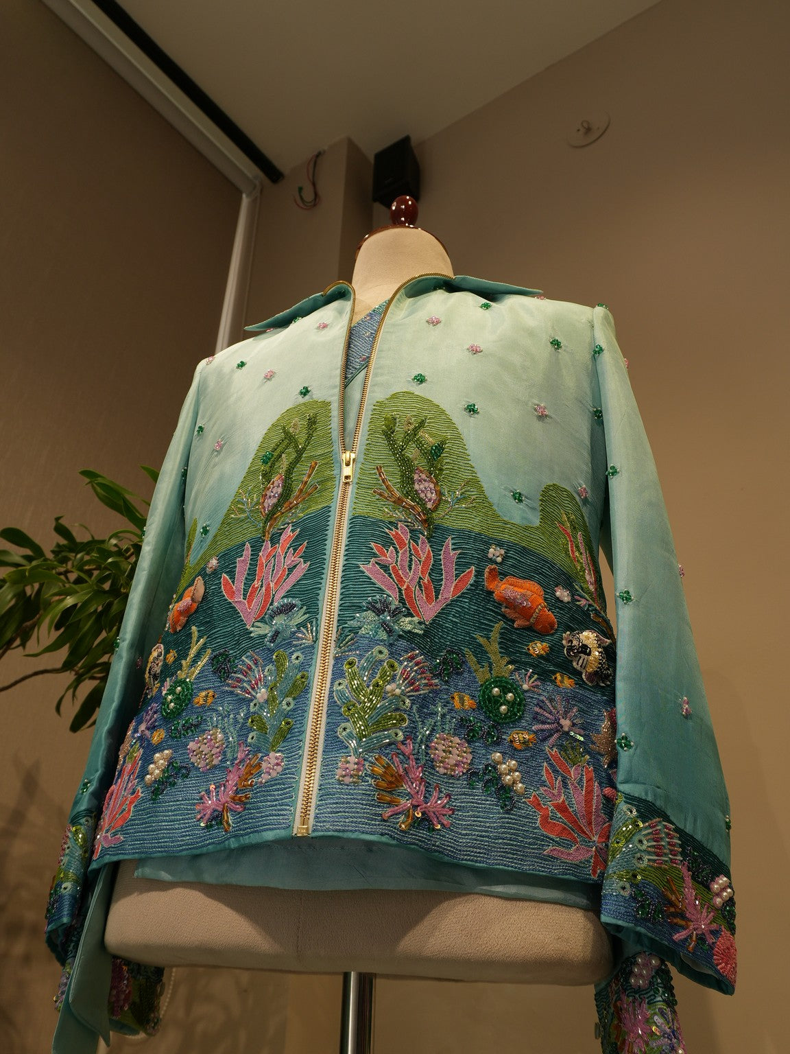 Sea green shaded aqua mensbomber jacket with shirt pants