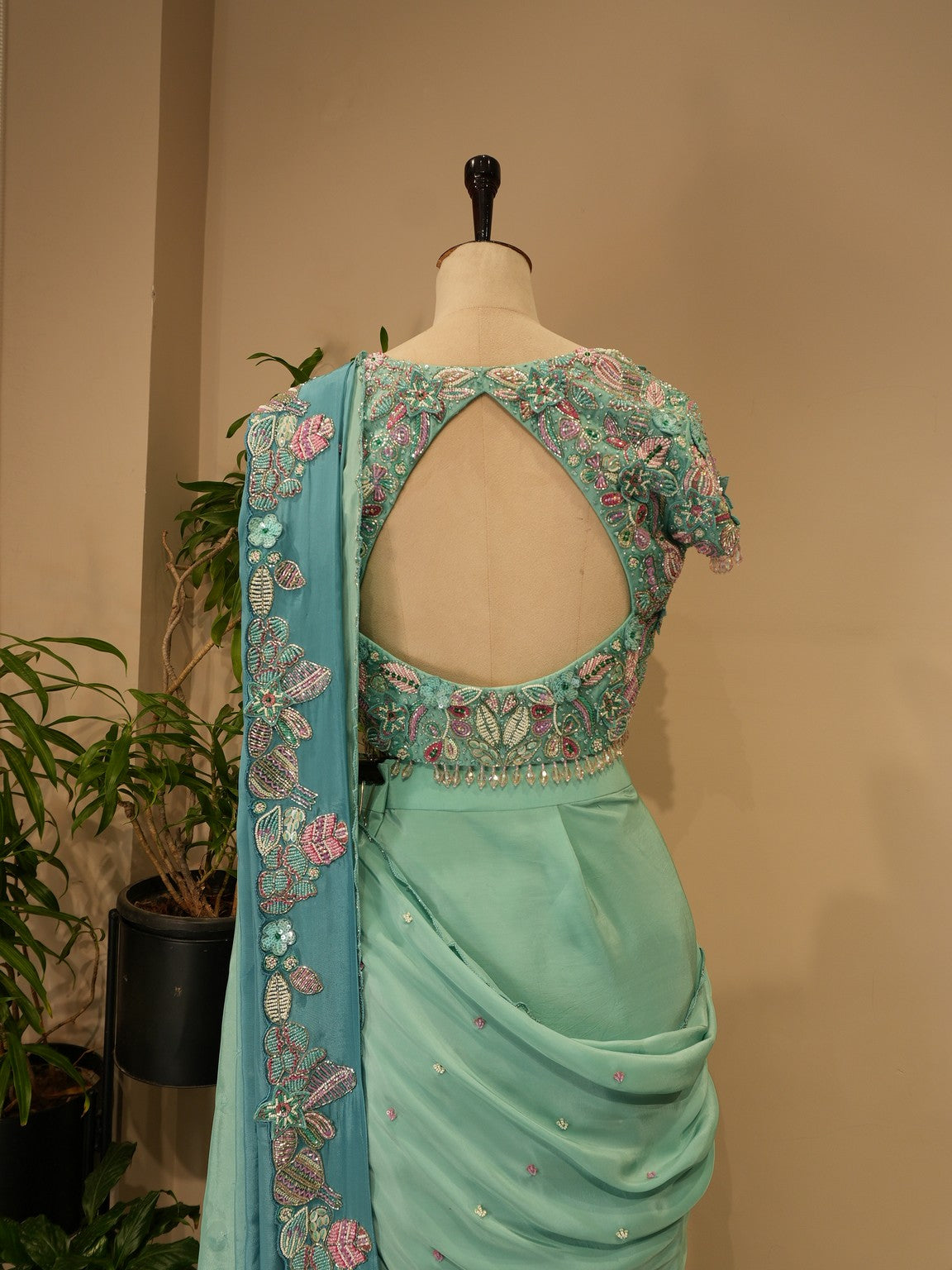 Sea green shaded embrodered lehenga set