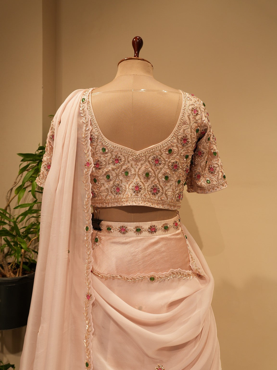 lilac stone work lehenga set