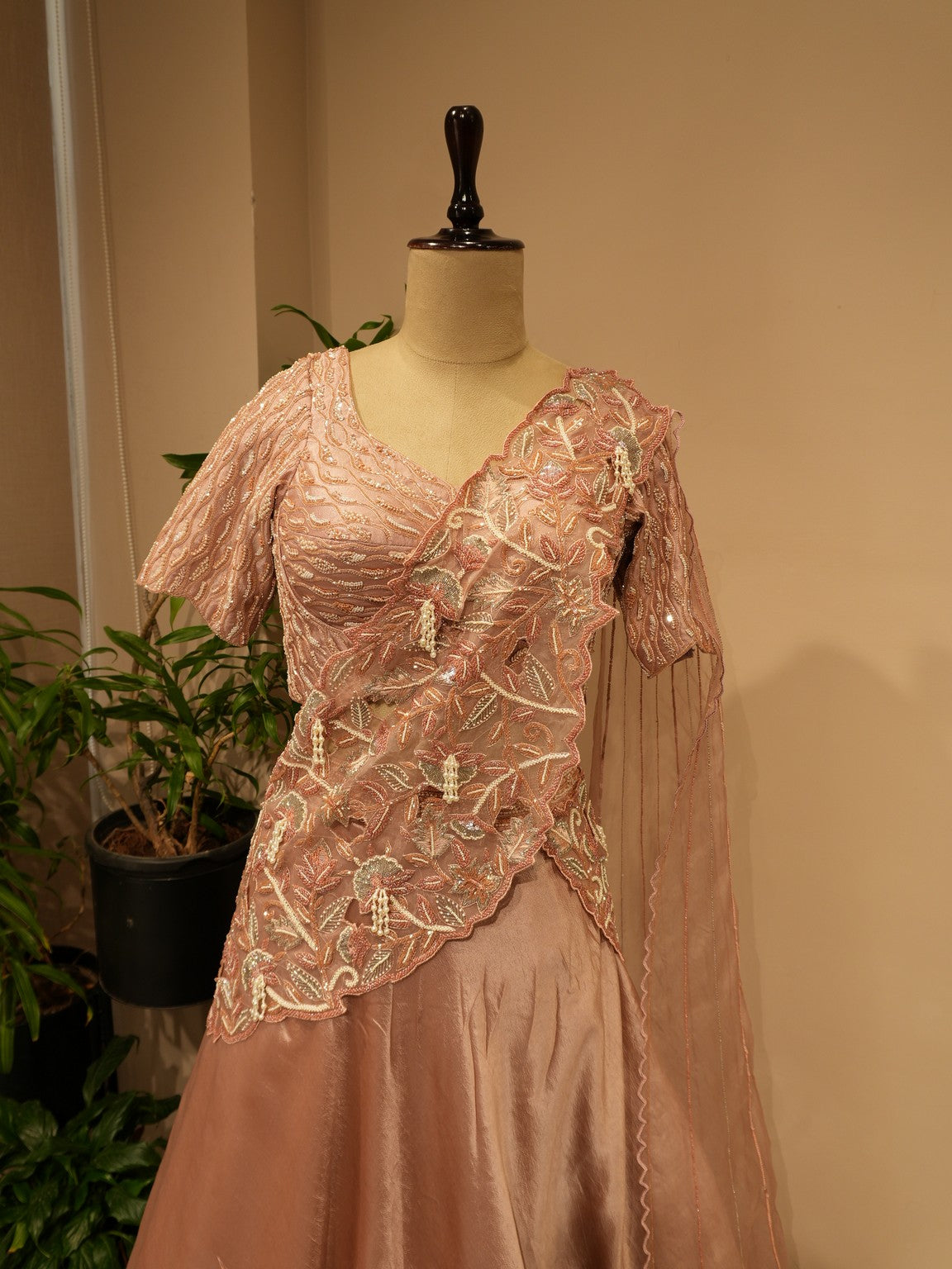 Onion pink embroidered lehenga set