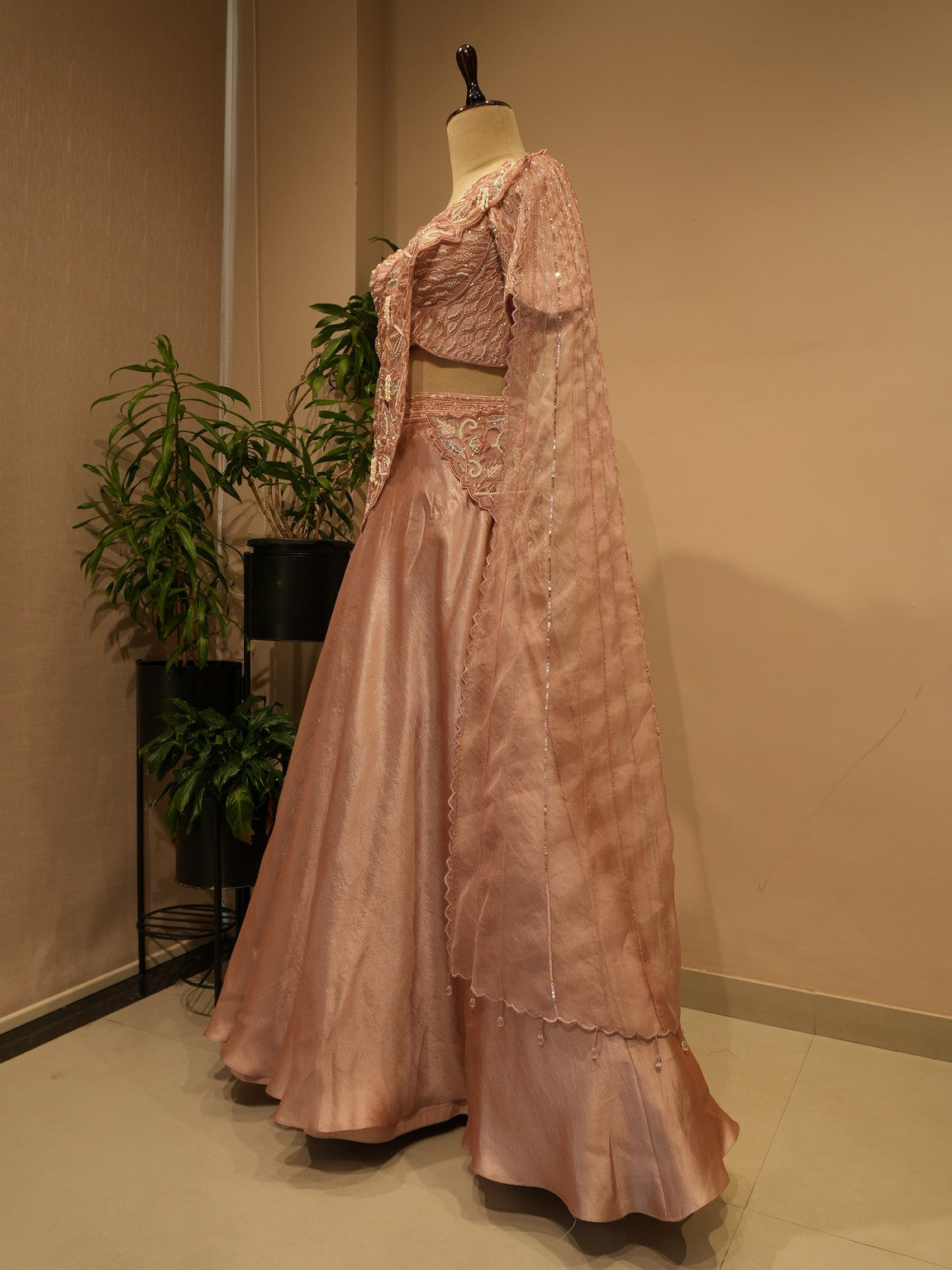 Onion pink embroidered lehenga set