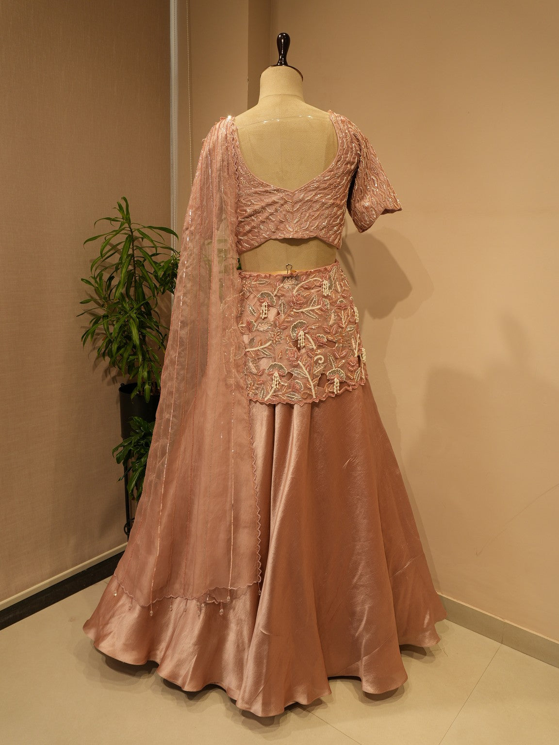 Onion pink embroidered lehenga set