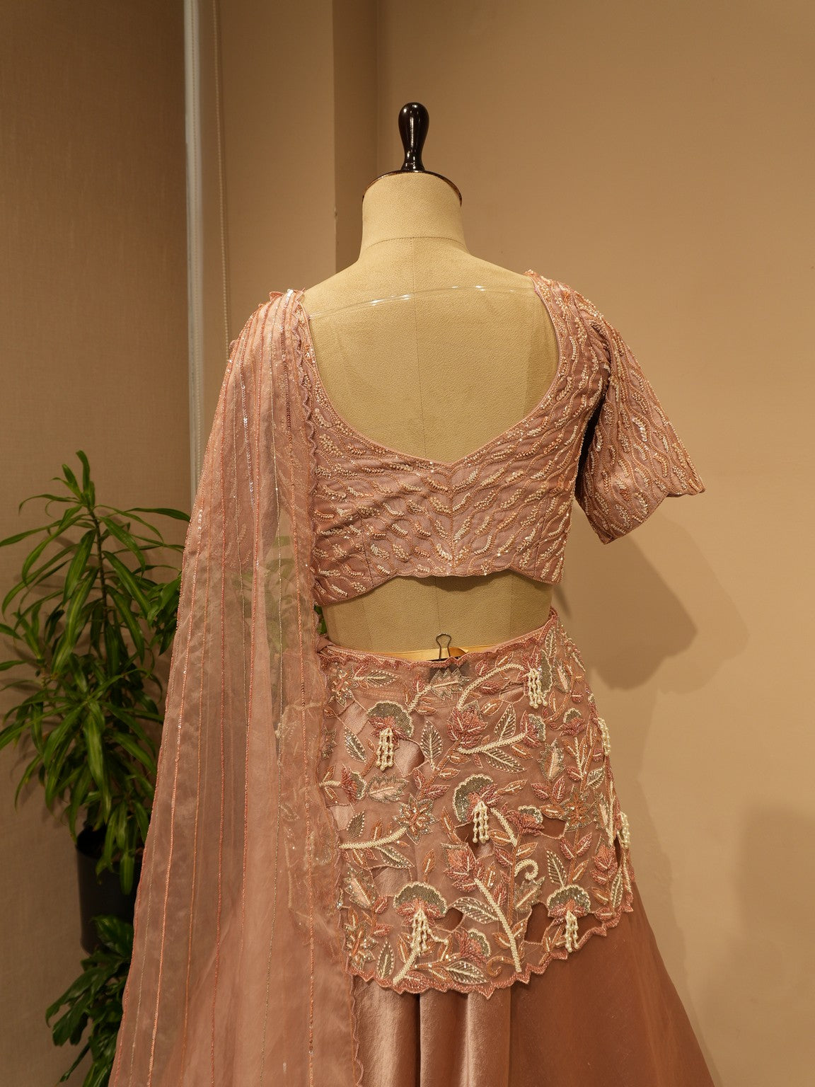Onion pink embroidered lehenga set