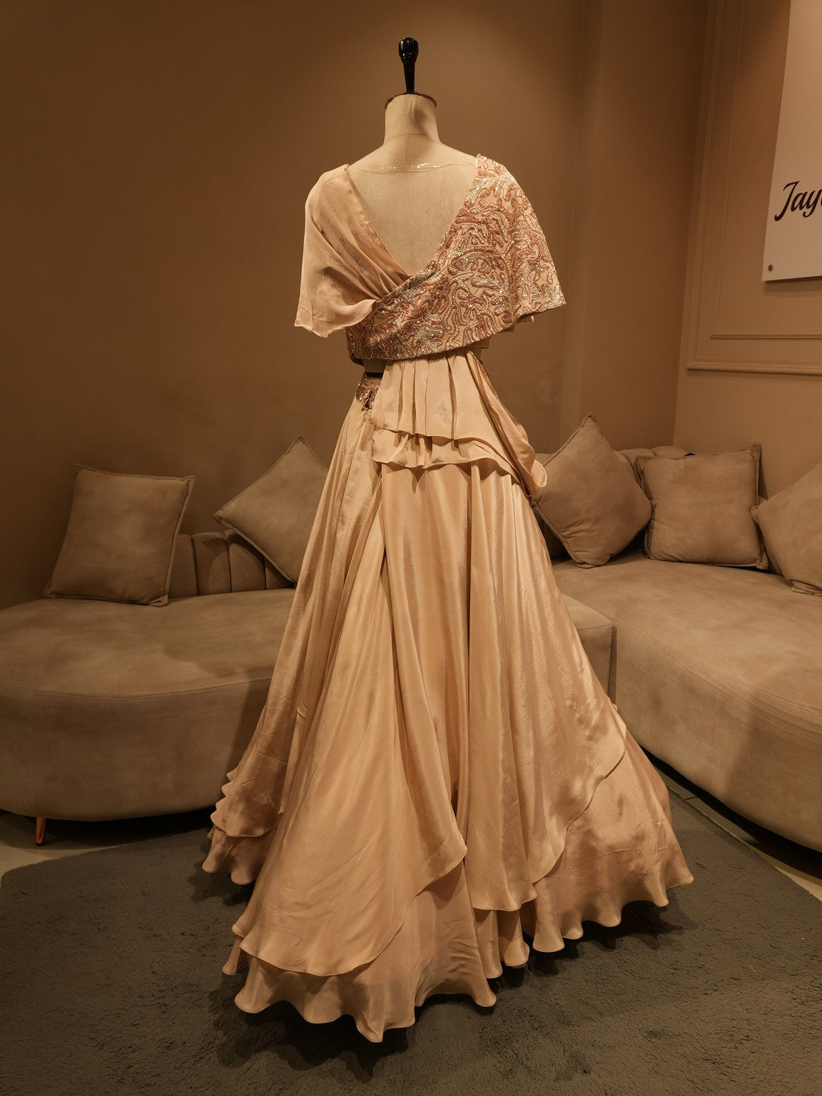 Champagn gold cape top with skirt
