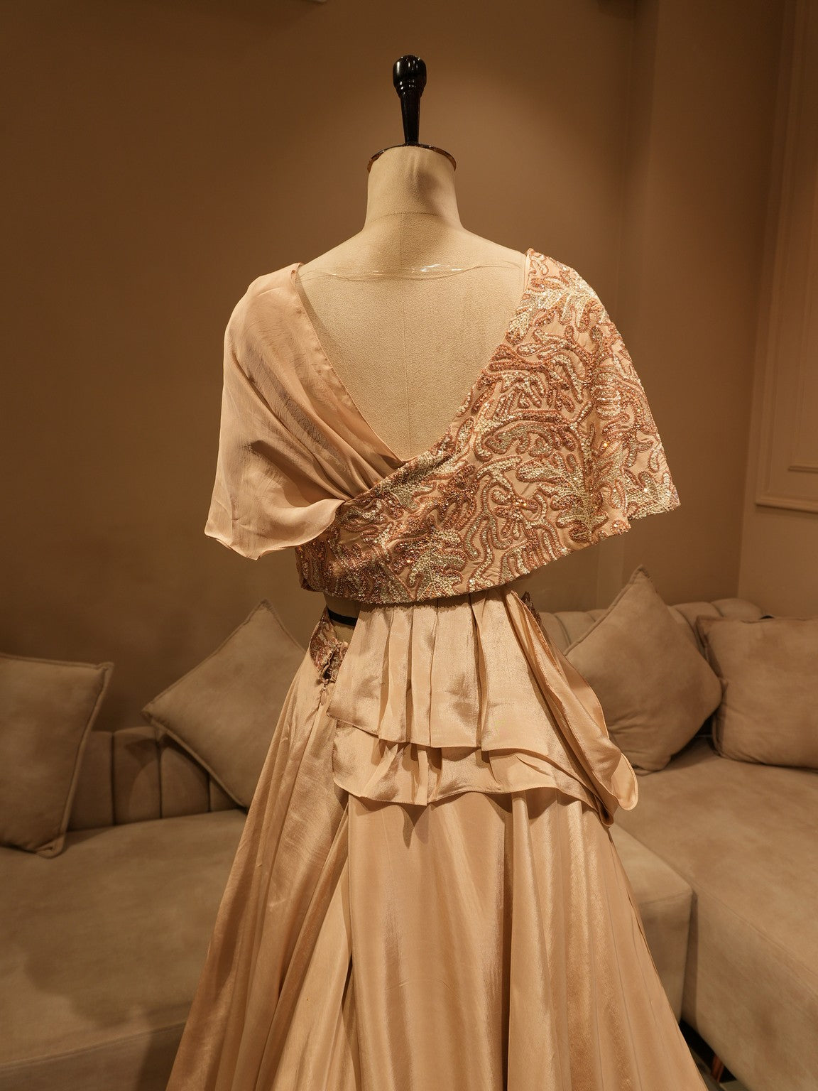 Champagn gold cape top with skirt