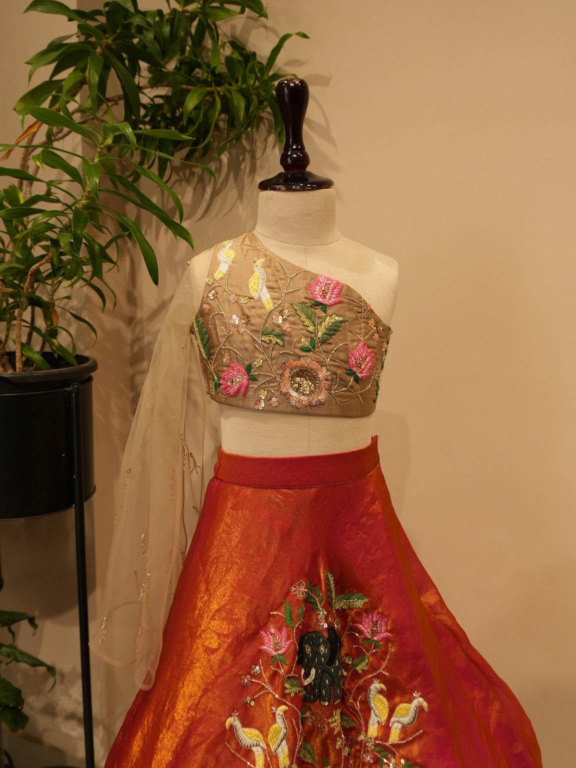 Rust orange kids crop top skirt