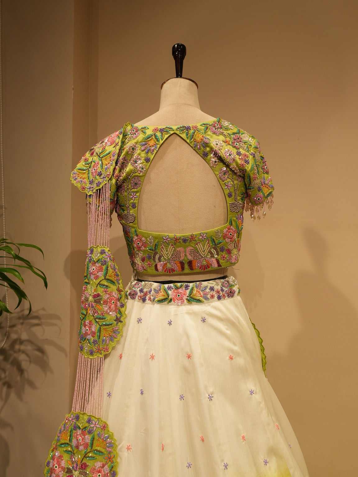 Green shaded peacock Lehenga set