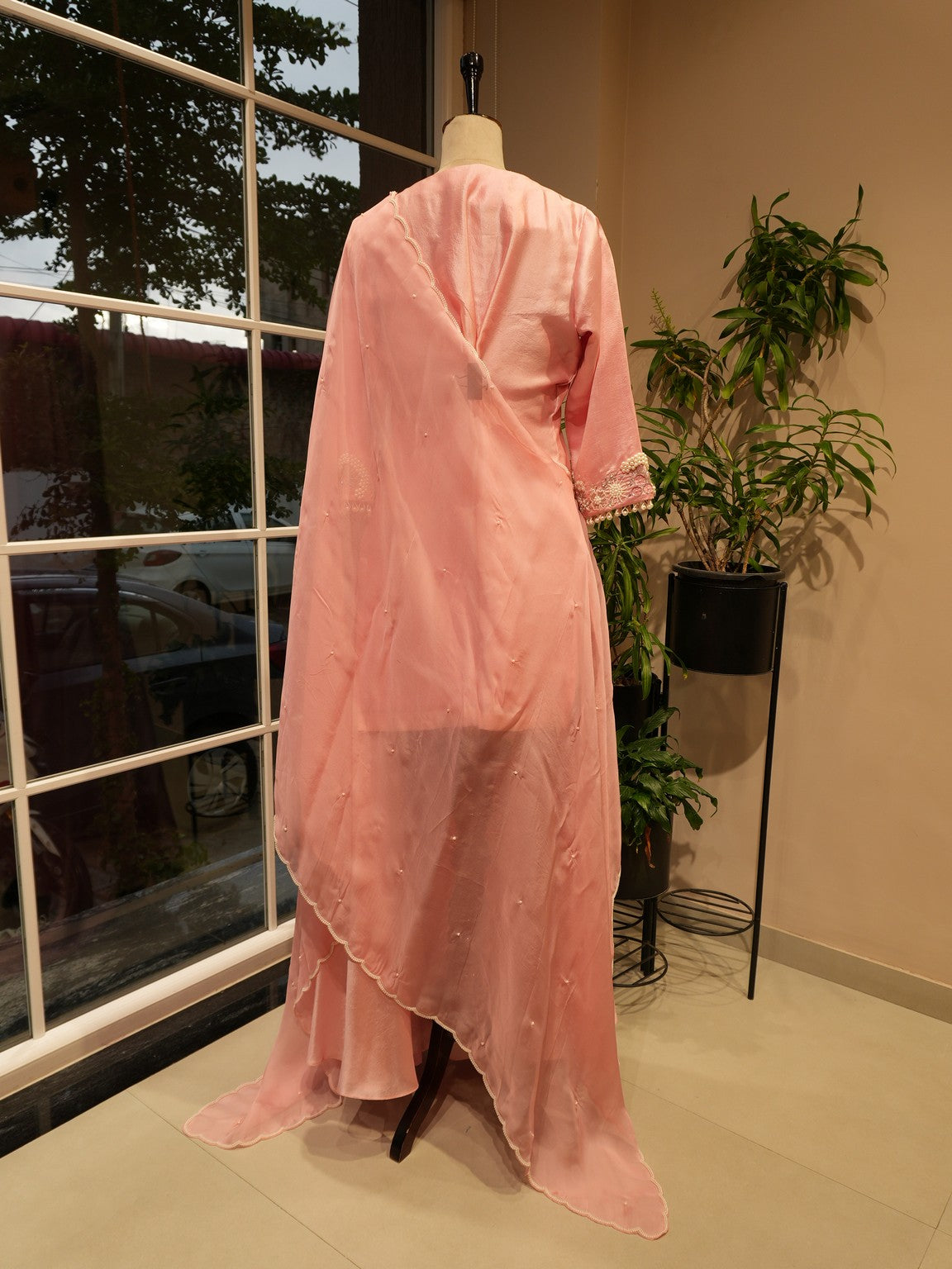 Blush pink Kurti with skirt and Dupatta