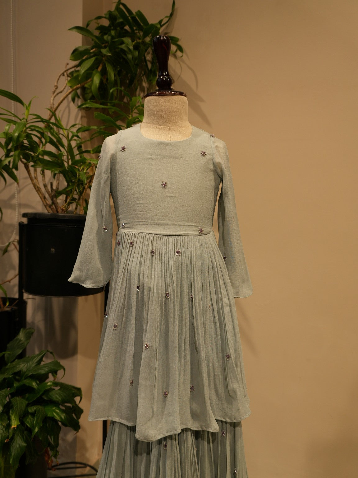 Grey peplum with Plazo for kids