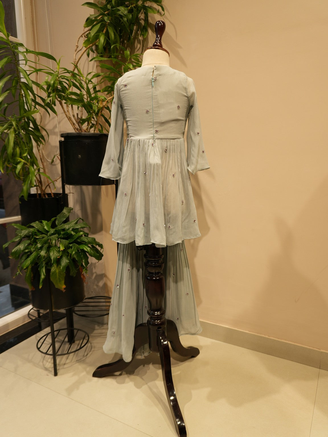 Grey peplum with Plazo for kids