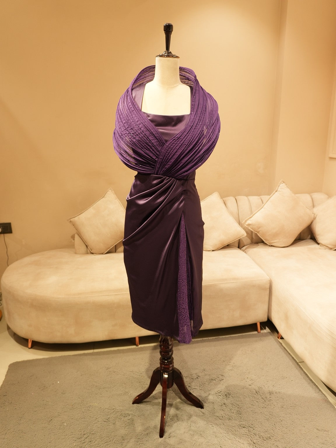 Deep purple drape dress
