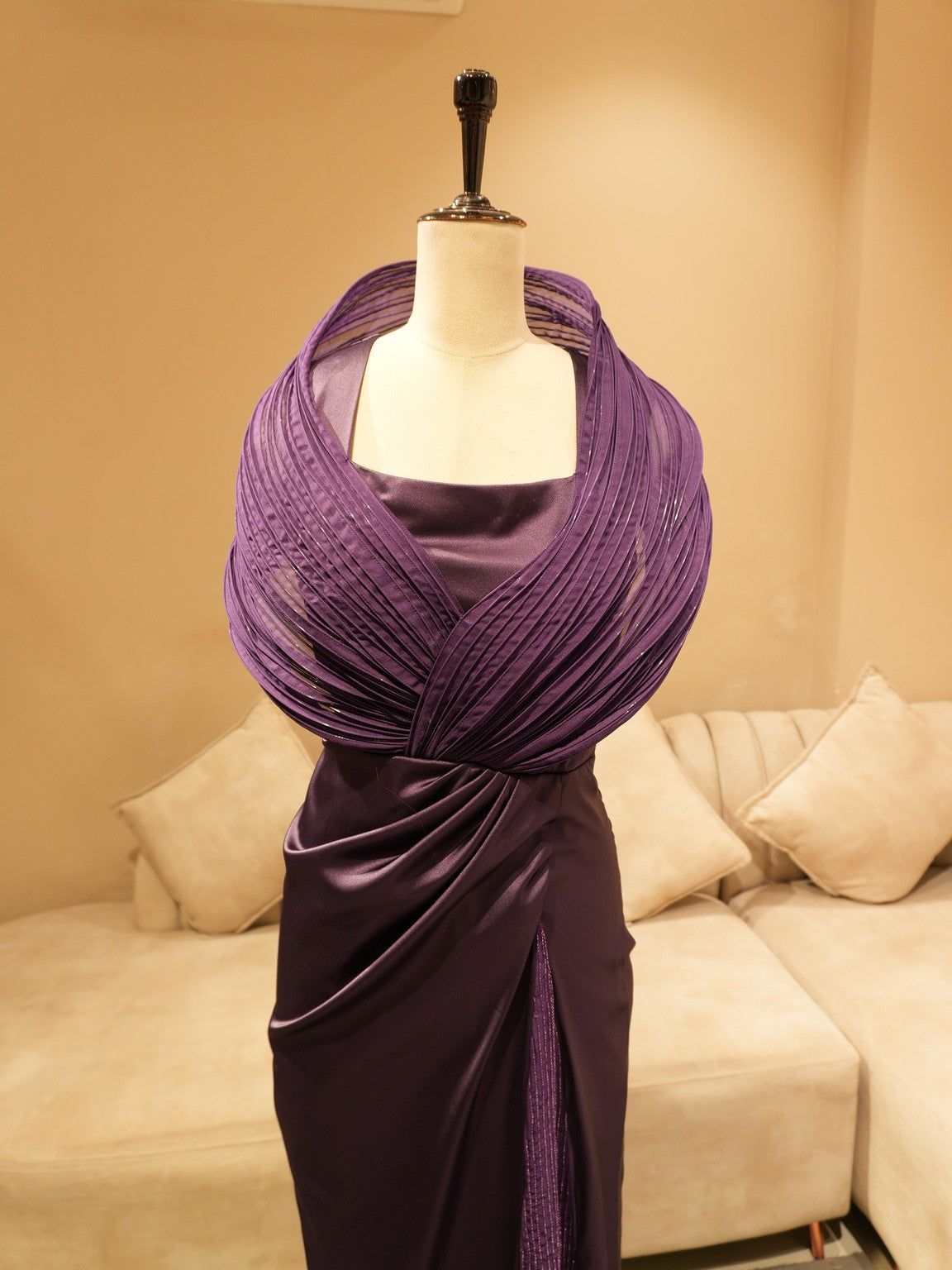 Deep purple drape dress
