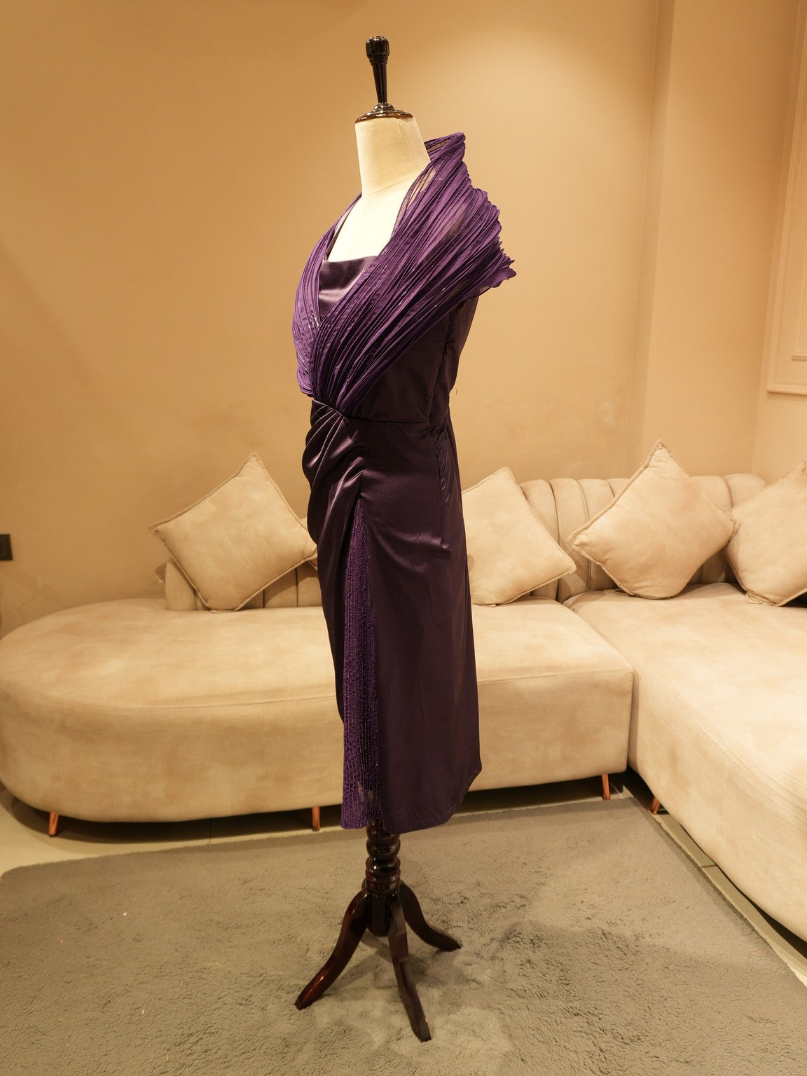 Deep purple drape dress