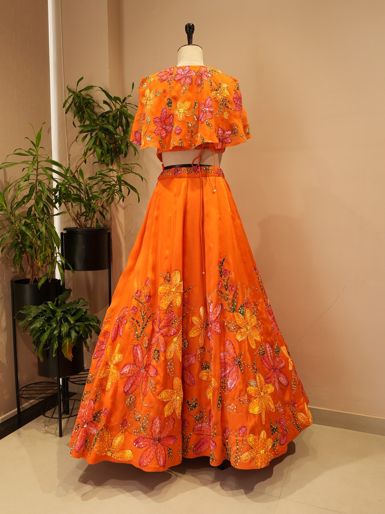 Rust orange hand painted cape top with skirt