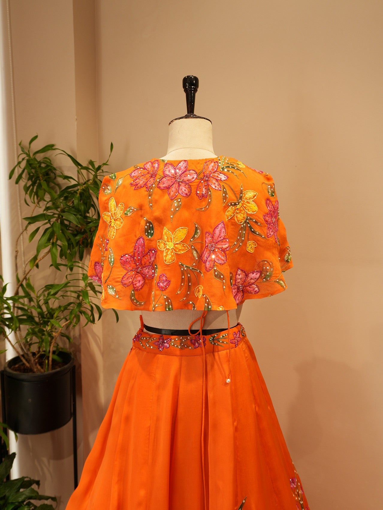 Rust orange hand painted cape top with skirt