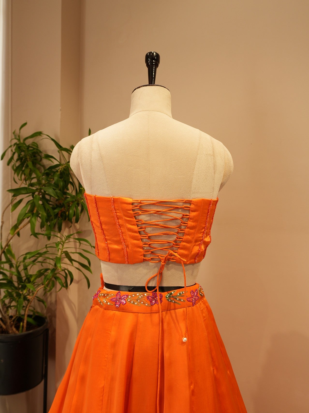 Rust orange hand painted cape top with skirt