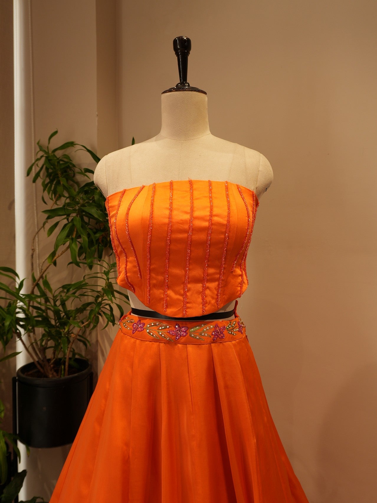 Rust orange hand painted cape top with skirt