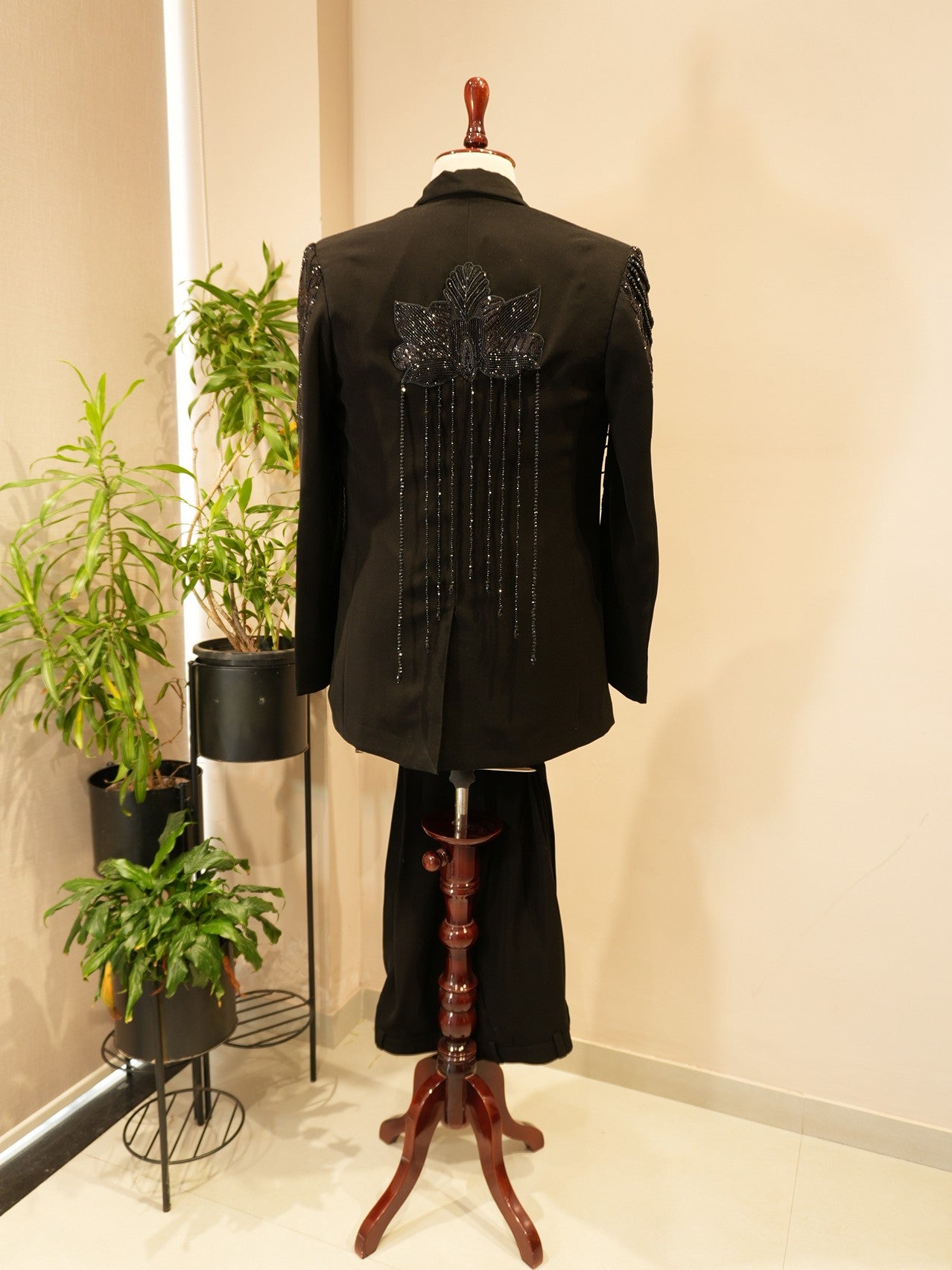 Z black embroidered mens tuxedo with shirt and pants