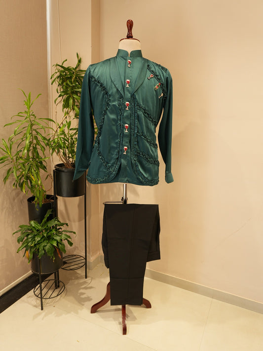 Bottle green mens cocktail dress
