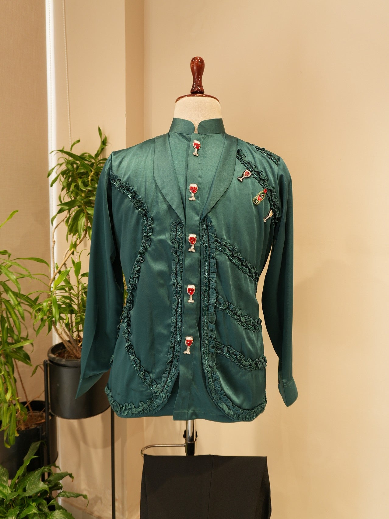 Bottle green mens cocktail dress