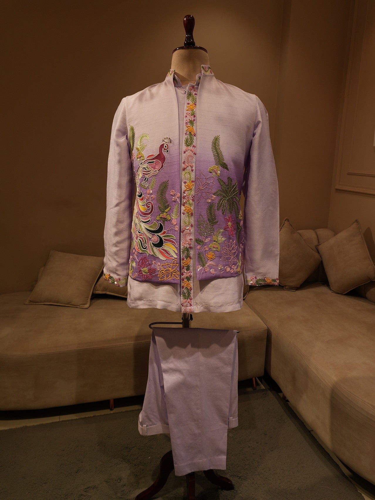 Lavander shaded mens indo western