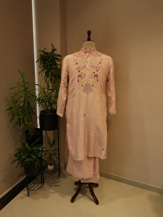 Peach mens kurta with pants
