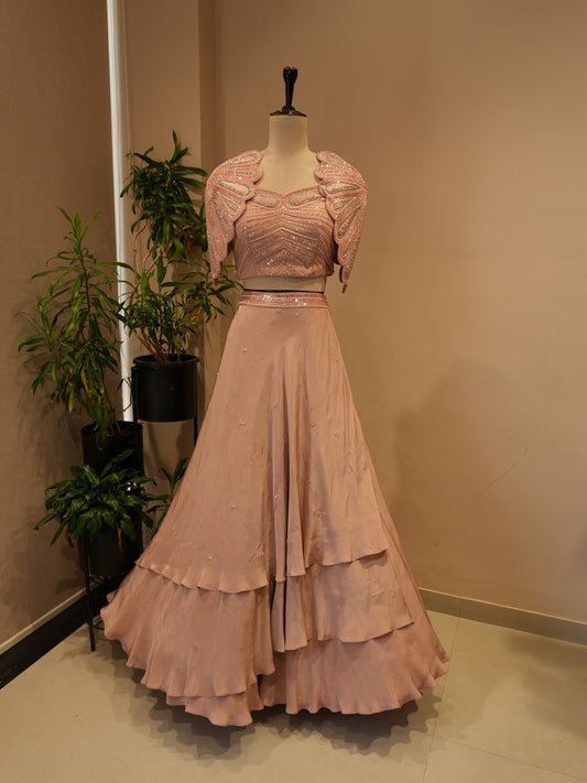 Mauve cape top with skirt
