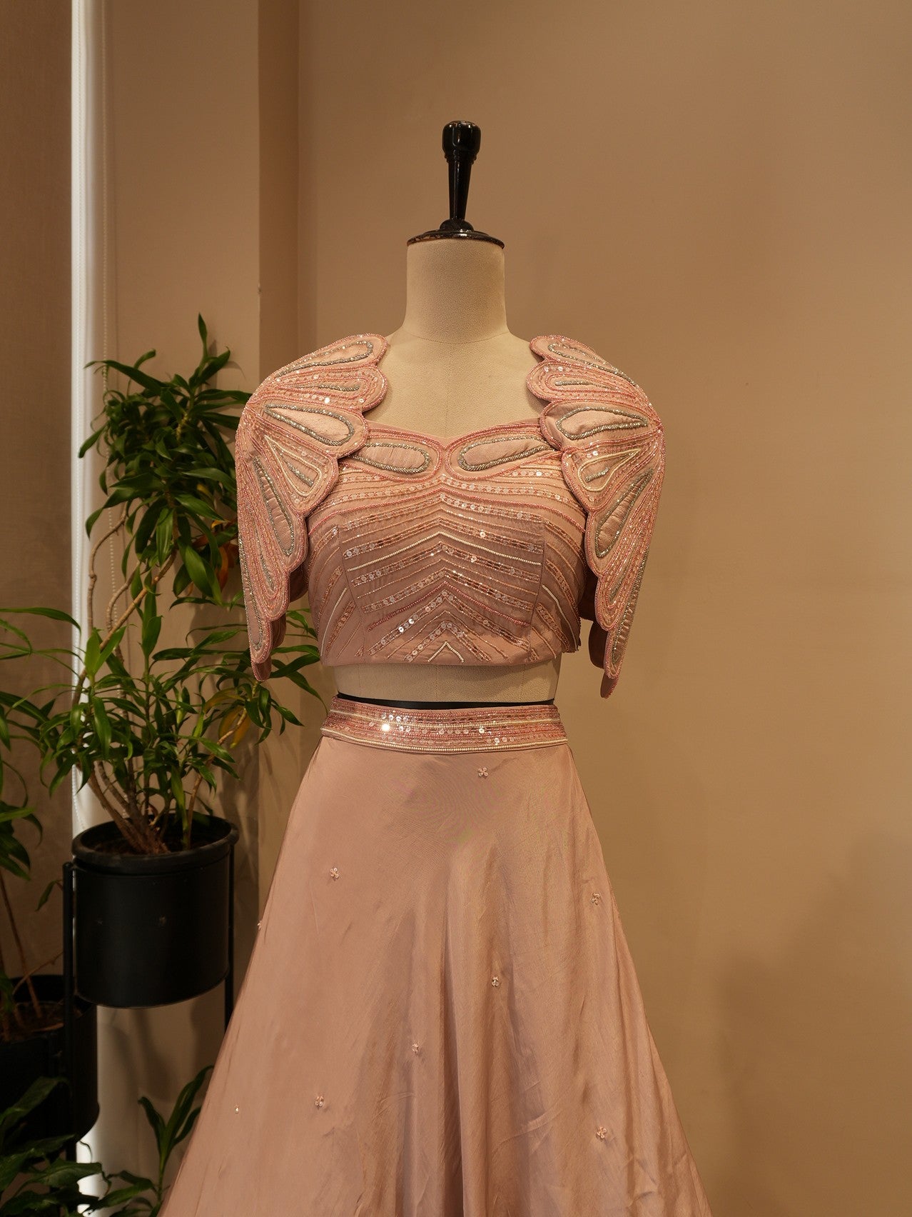 Mauve cape top with skirt